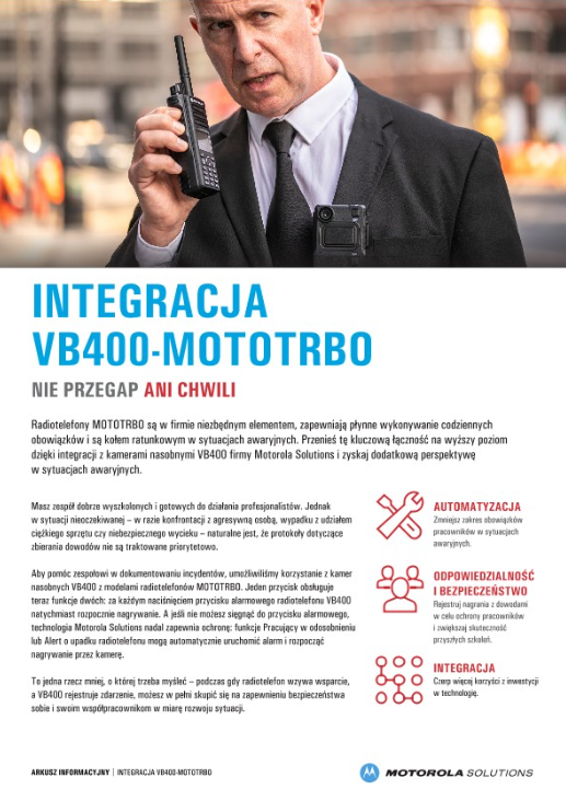 Integracja VB400-MOTOTRBO Arkusz Informacyjny